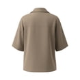 thumbnail image 5 of Uootdi Women's Shirts Collared V Neck 3/4 Sleeve Linen Blend Solid Blouses Casual Daily Style Lightweight Breathable Loose Fit Tops Gift, 5 of 6