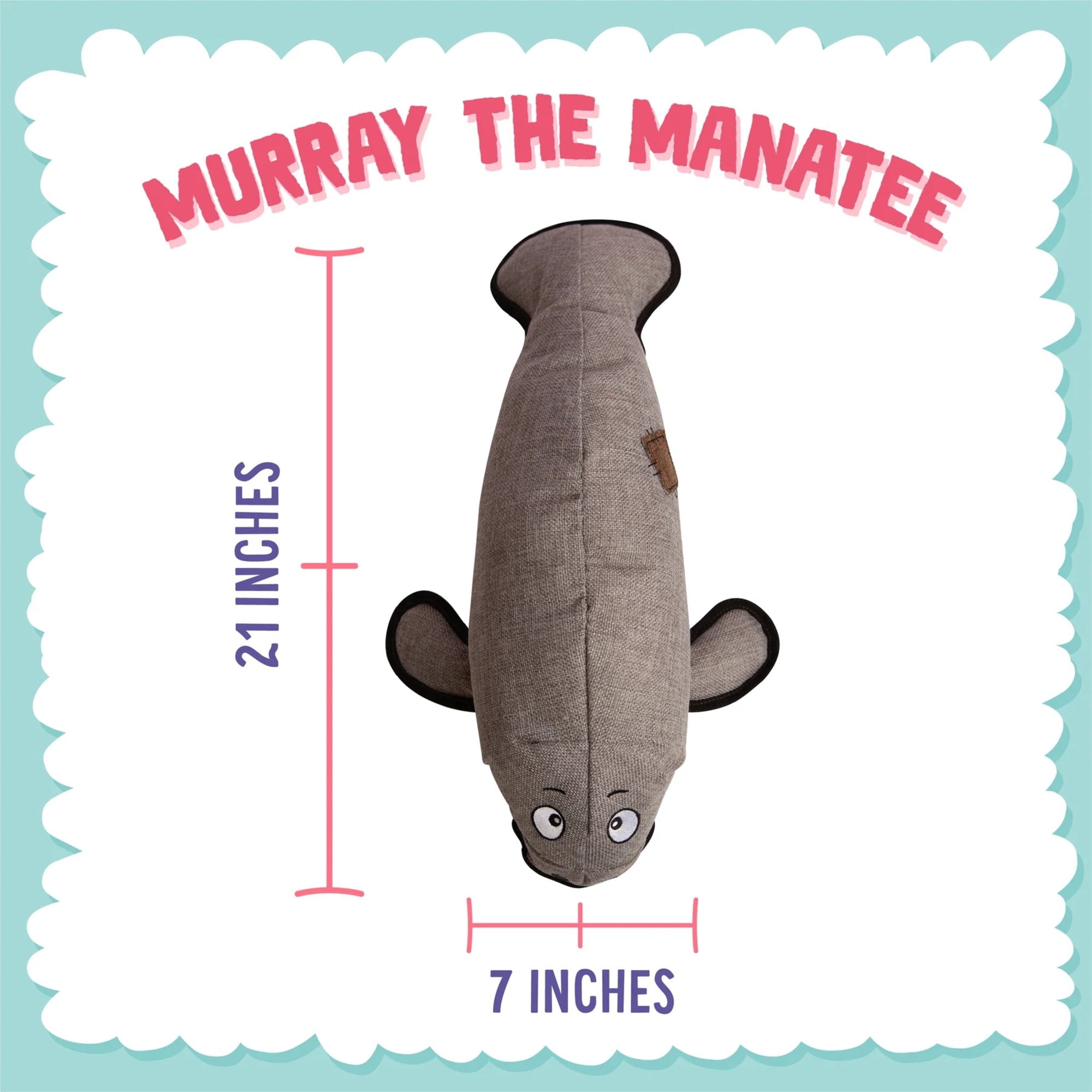 SnugArooz: Murray the Manatee -2-In-1 Plush Dog Toy, Hidden Ball, Squeak-Crinkle, Pet Multi-Sensory Play, 21" Soft Animal Companion, Cuddle-Fetch-Chew