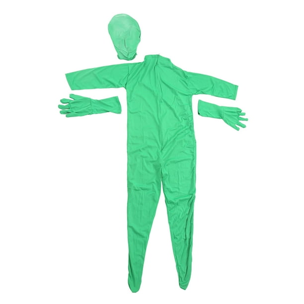 Screens Suit, Breathable Split Design Green Screen Bodysuit With Zip