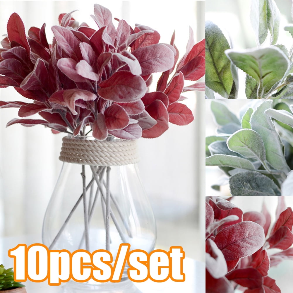 Travelwant 10Packs Artificial Flocked Lambs Ear Leaves Dusty Miller