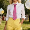 thumbnail image 5 of HOWPAY Ties for Women Men Pre-Tied Adjustable Necktie with Sparkly Chain Accessories Solid Color Necktie for Uniform School Party Casual Hot Pink, 5 of 6