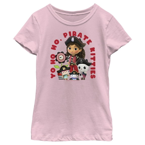 Girl's DreamWorks: Gabby's Dollhouse Yo Ho Ho Pirate Kitties  Graphic Tee Light Pink Large