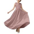 thumbnail image 3 of AHTJRT Bridesmaid Flower Dress for Girl V Back Bowknot Dresses A-Line Crewneck Sleeveless Cute Elegant Wedding Party Gowns Pink 0-1 Years, 3 of 10