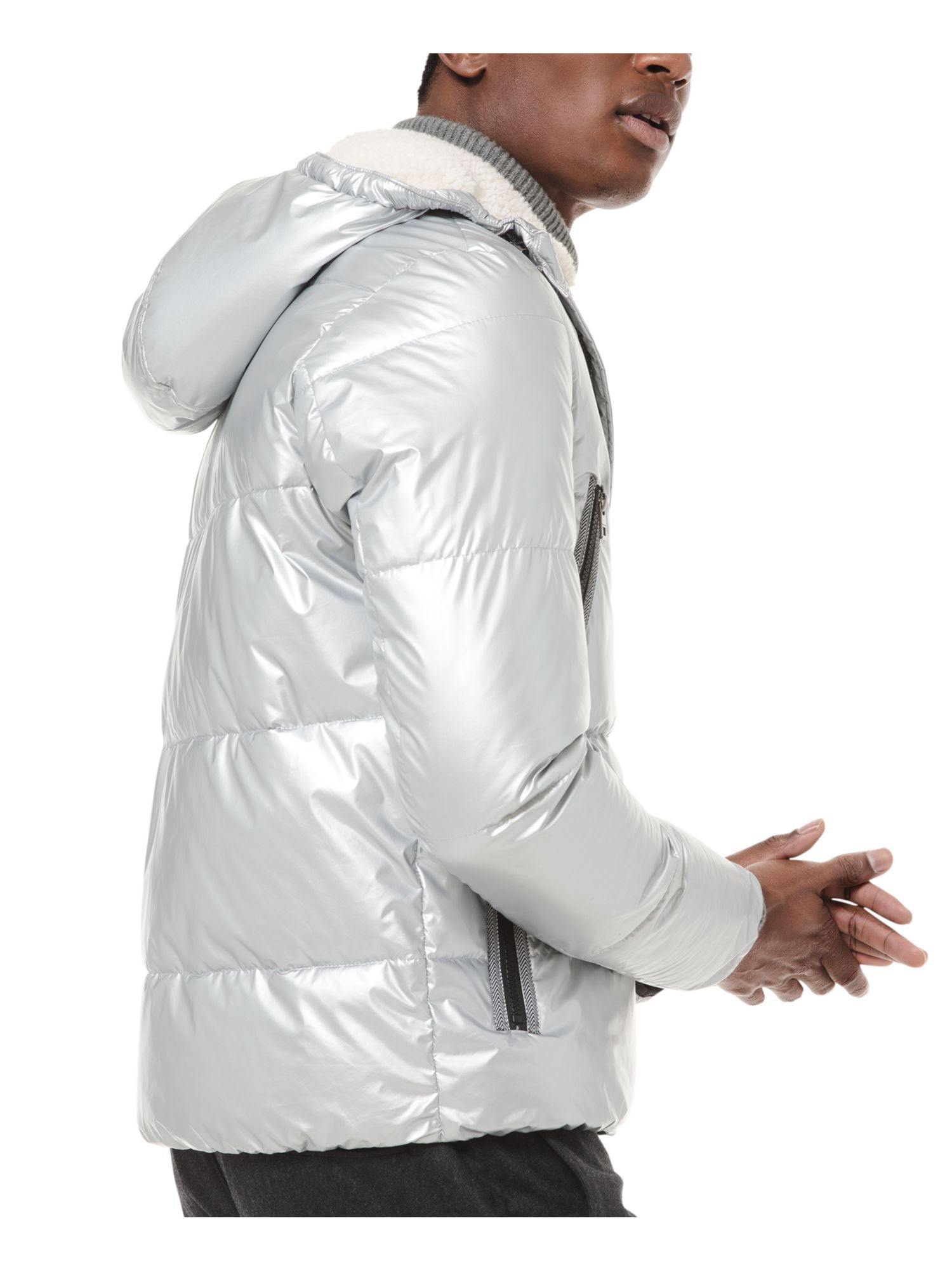 MICHAEL KORS Mens Silver Puffer Jacket XXL 