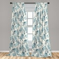 thumbnail image 4 of Ambesonne Ethnic Curtains, Circles Pattern Feathers Art, Pair of 28"x95", Pale Cadet Blue and White, 4 of 5