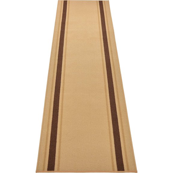 Custom Size Runner Rug Skid Resistant Backing Rug Runner Solid Border Beige Color Cut to Size Roll Runner Rugs By Feet Customize in USA Facility