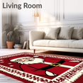 thumbnail image 2 of Ultra Soft Area Rug, Whimsical Jolly Santa with Sparkling Snowflakes Christmas Border, Non Slip, Stain Resistant, Washable Area Rugs for Living Room, Bedroom(Red, 5X7), 2 of 8