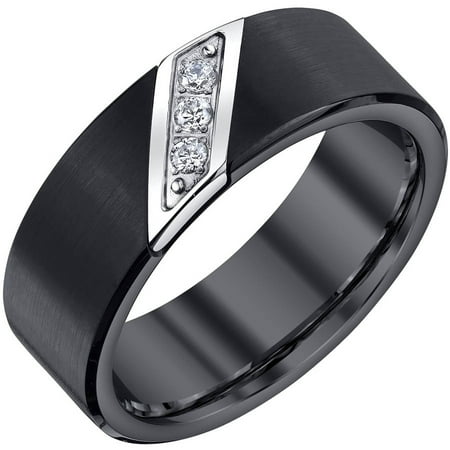 - Men's 0.10 Carat T.W. Diamond Black Tungsten Band