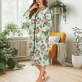 thumbnail image 5 of Yuyamidu Green Leaf Long Bathrobe for Women Axolotl Zipper Front Robe Sleepwear Trendy Crewneck Spa Robes Size XL St. Patrick's Day Mid-Length Housecoat Soft Long Sleeve Loungewear Dress, 5 of 7