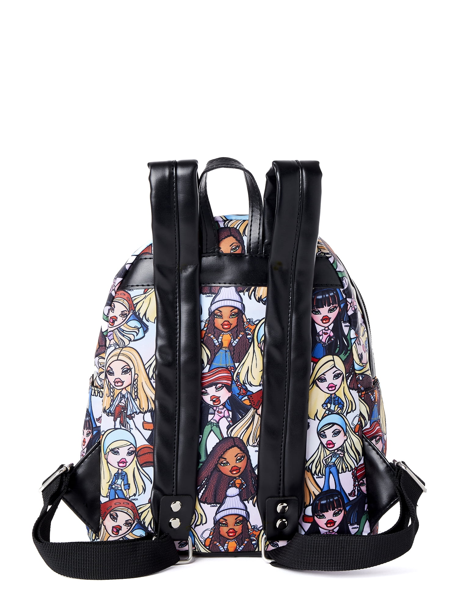 Bratz Women's All over Print Nylon Mini Backpack, Black Multi-Color