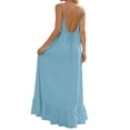 thumbnail image 6 of Kvture Low Back Dress for Women Backless Cami Dresses Summer Lounge Solid Color Sleeveless Long Sundresses with Back Tie Blue, 6 of 9