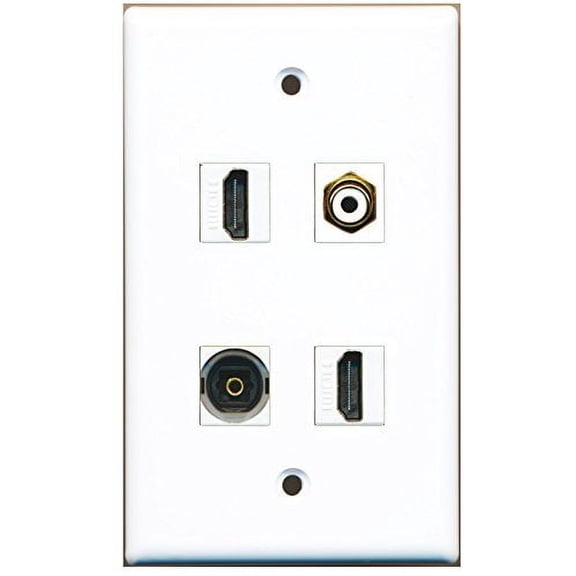 RiteAV - 2 Port HDMI 1 Port RCA White 1 Port Toslink Wall Plate