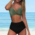 thumbnail image 2 of Women's Bikini Swimsuits for Women Bathing Suits Top Ruched Two Piece Tummy Control Round Neck with V-Wire Swim Suits Gibobby(M,Green), 2 of 7