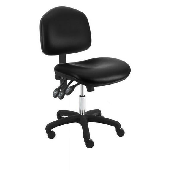 BenchPro LNS-V-TLC-black Vinyl Seating Chair Desk Height, Nylon Base & 18 to 23 in. 3 Lever Control Height Adjustment, Black