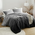 thumbnail image 4 of Regency Heights King/Cal King Fluffy Ribbed Plush Comforter Set 3-Piece Bedding Set Grey Ombre, 4 of 9