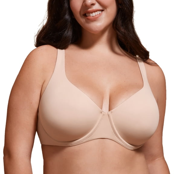 DELIMIRA Women's Confishape Unlined Balconette Bras, Underwire, Full Coverage, Plus Size