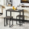 thumbnail image 3 of Renwick 3-Piece Dining Set with Industrial Square Table & 2 Backless Chairs, Drift Brown, 3 of 7