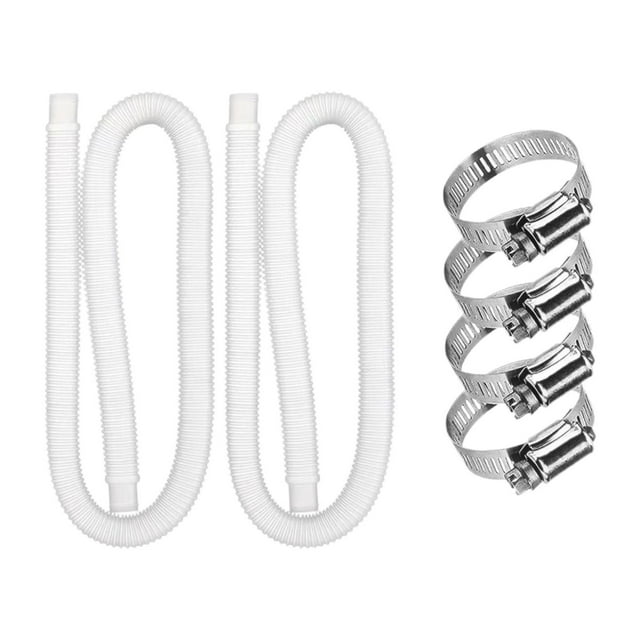 2 mangueras de conexión para bomba de filtro de piscina de 1,25" de diámetro, premium, para piscinas elevadas, accesorios de 1,5 m, manguera de Blanco