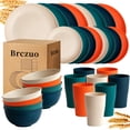 thumbnail image 4 of 16/32pcs Kitchen Plastic Wheat Straw Tableware Set, 4/8 People, Plates, Dessert Plates, Cereal Bowls, Cups, Unbreakable Black Plastic Outdoor Camping Tableware, Black Wheat Straw Tableware, 4 of 7