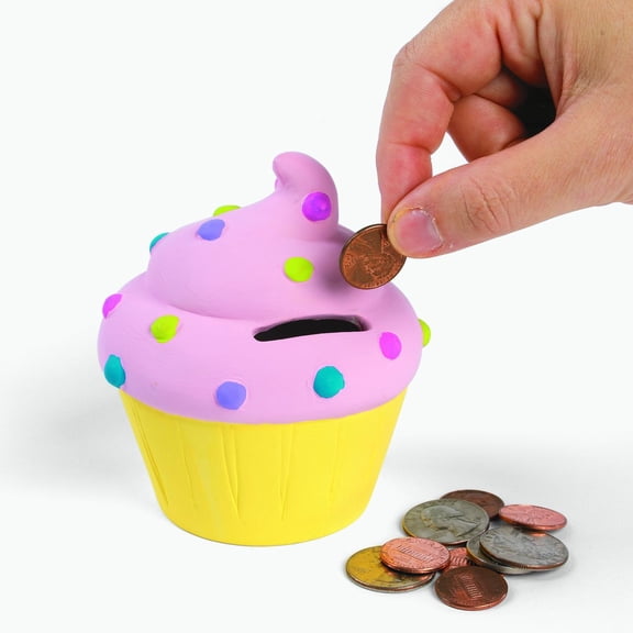 DIY Ceramic Cupcake Banks, Craft Kits, Banks And Figurines, DYO - Ceramic, 12 Pieces, White