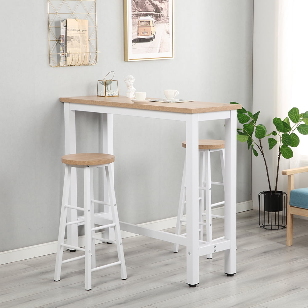 Kepooman 3Piece Modern Dining Room Table Sets, Pub Table with Metal Frame & 2 Bar Stools for Kitchen/Breakfast Nook/Dining Room Kepooman 3Piece Modern Dining Room Table Sets, Pub Table with Metal Frame & 2 Bar Stools for Kitchen/Breakfast Nook/Dining Room