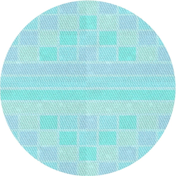 Ahgly Company Indoor Round Patterned Blue Diamond Blue Area Rugs, 7' Round