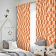 thumbnail image 5 of Blackout Kids Curtains,Orange and White Wavy Checkerboard Pattern Childrens Insulated Curtains Set Of 2,Bedroom Essentials,Toddler Room Decor 52"x84", 5 of 5