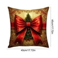 thumbnail image 3 of Virelaxpo Christmas Themed Linen Pillow Cover with Golden Bells and Red Bows, Festive Sofa Cushion for Living Room Bedroom Decoration, Luxury Red and Gold Color Scheme for Holiday Vibes, 3 of 6