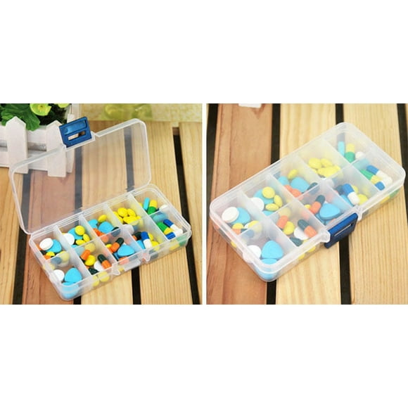Small Storage Containers Storage Case Box Holder Container Pills Jewelry Nail Art Tips 10 Grids
