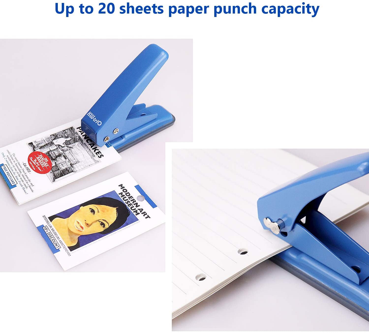 OIAGLH Kw-trio Single Hole Punch,Heavy Duty Paper Hole Punch, 20 Sheet Punch Capacity, Hand Craft Hole Puncher for Paper Art Project