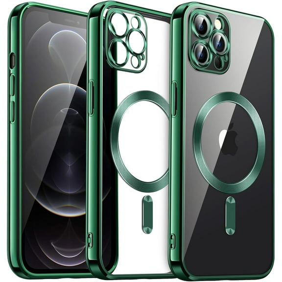 ZUKKASHAN Soft Clear Case for iPhone 12 Pro 6.1-Inch, Camera Lens Full Protection, Compatible with MagSafe Wireless Charging, Shockproof Electroplated TPU Phone Cover
