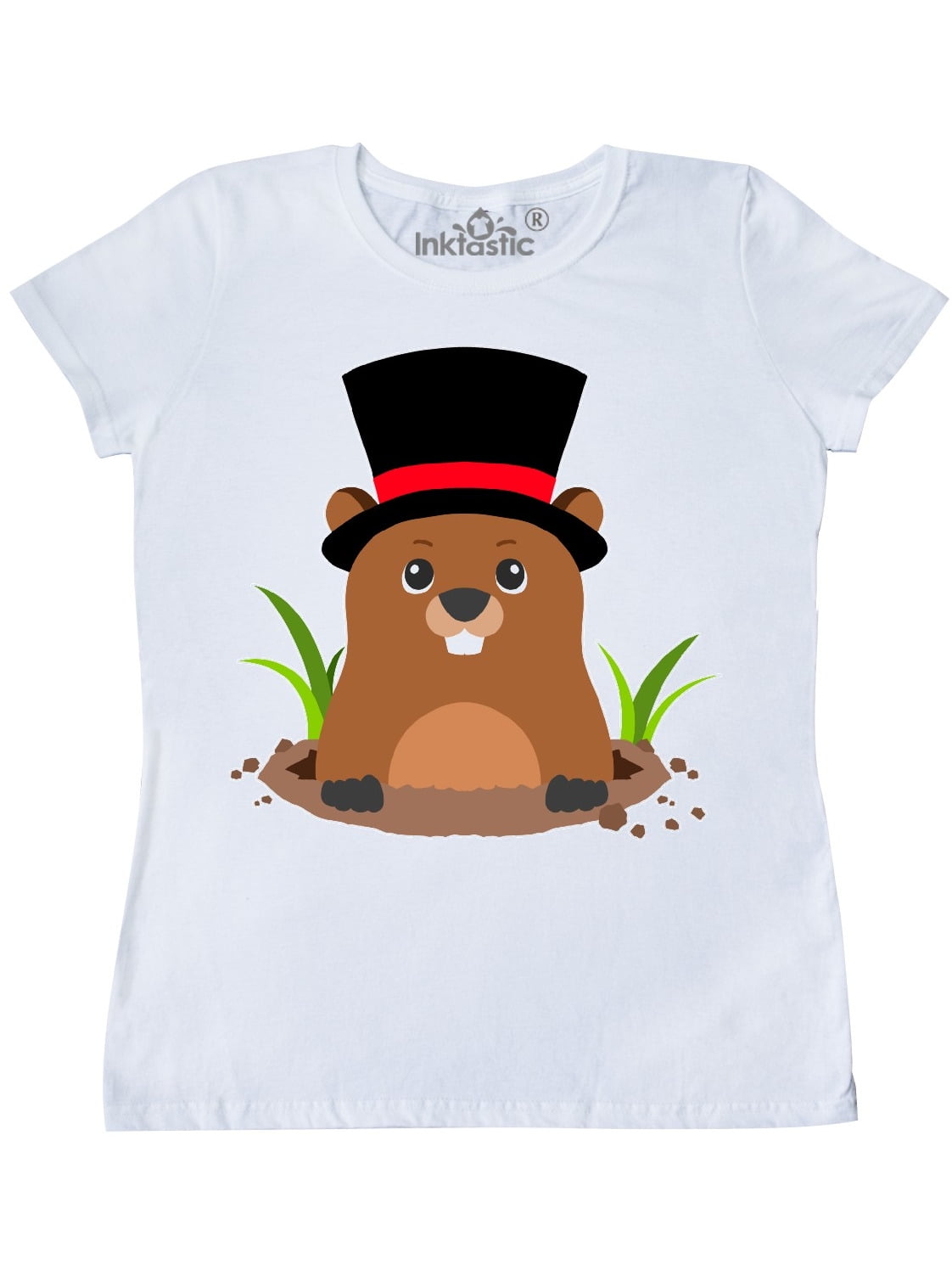 INKtastic Groundhog Day with Groundhog in Top Hat Women's TShirt