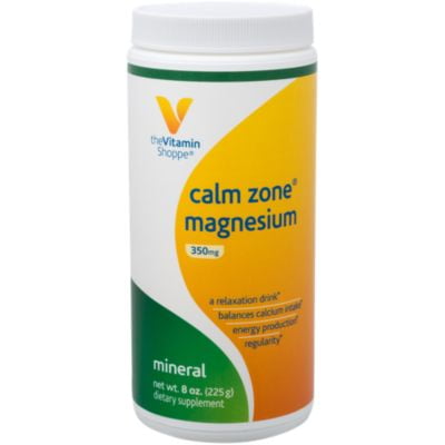 The Vitamin Shoppe Calm Zone Magnesium Mineral Powder, 325mg  Unflavored, Relaxation Drink for Muscles, Digestive  Bone Support – Natural Flavor for Calm  Regularity (8 Ounces