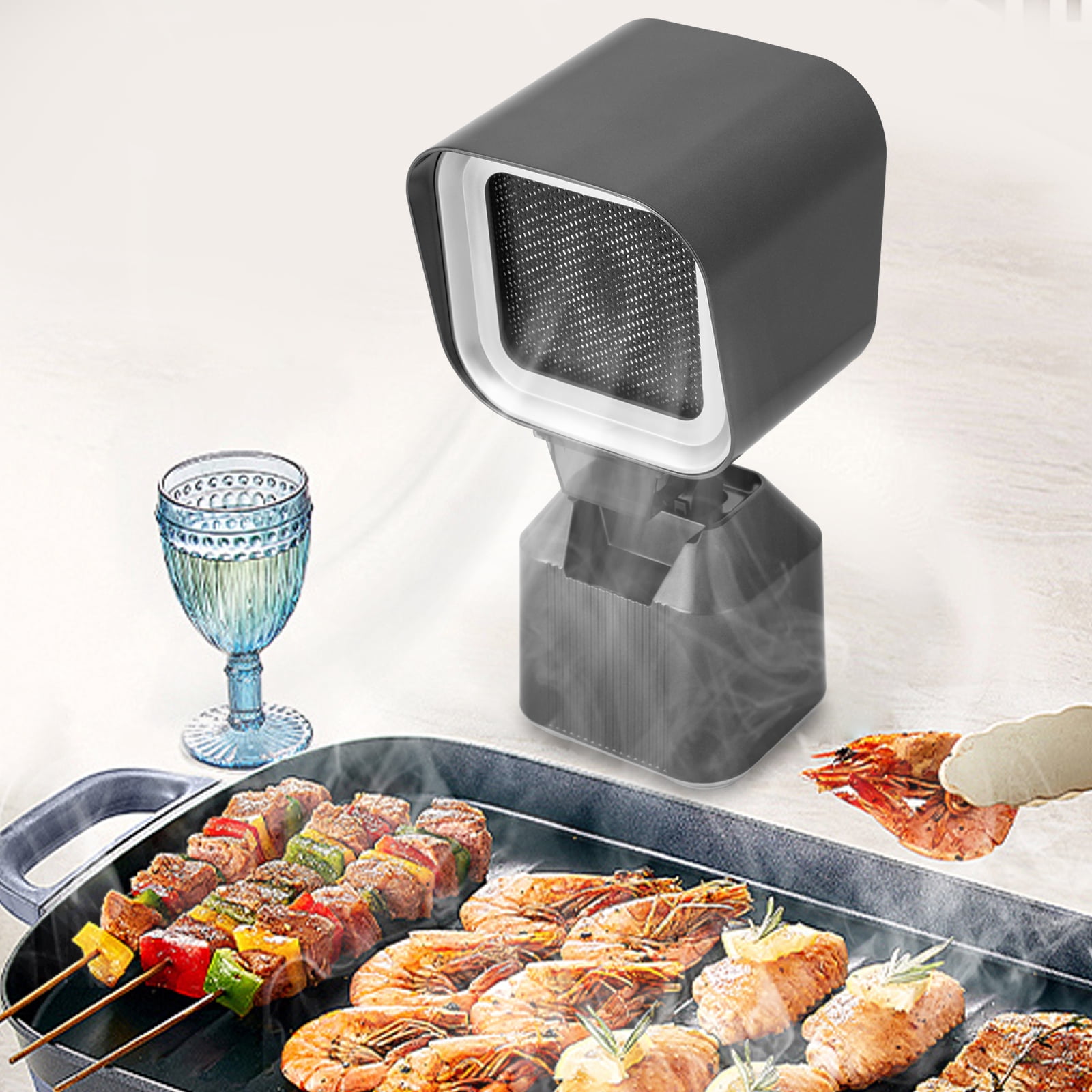 2 Gears Portable Range Hood, 1.69oz Black Table Mount Retractable Desktop Range Hood, Range Hood with Oil Collection Cup 110V