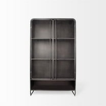 Maklaine Polished Metal Mesh Door Display Cabinet in Brown