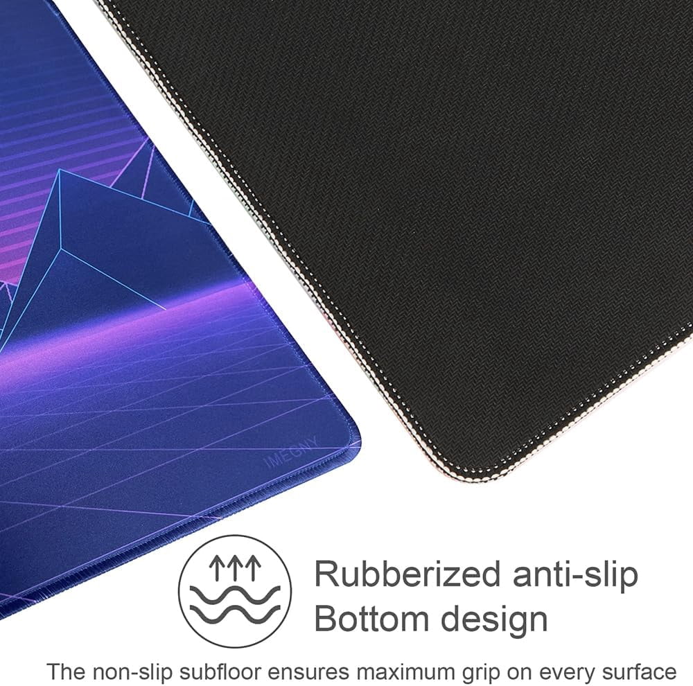 Large Gaming Mouse Pad, Extended XXL Desk Pad & Non-Slip Rubber Mat for Mice and Keyboard with Stitched Edges (90x40 retrosunset012)