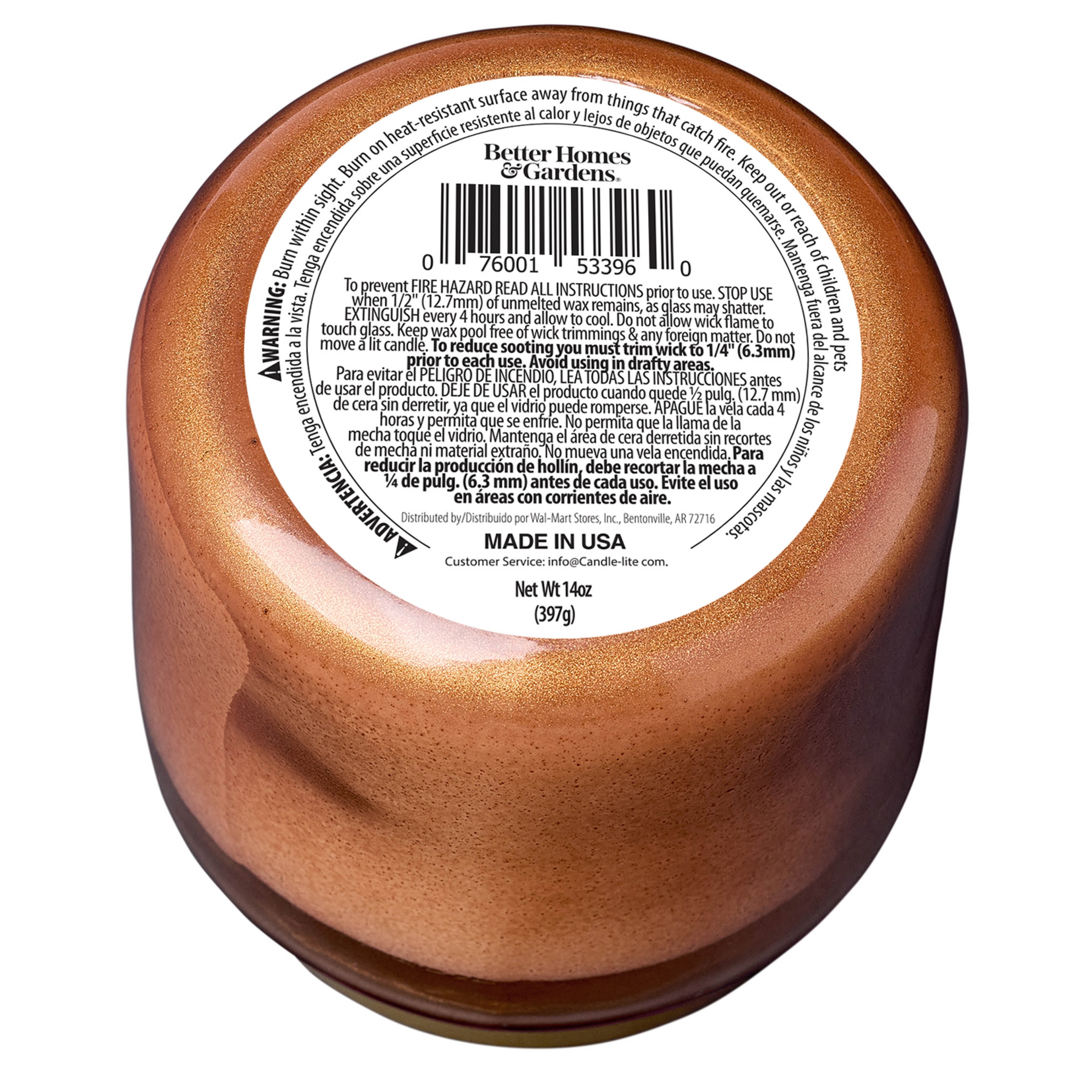 Better Homes & Gardens 2-Wick Orange Glass Jar Candle with Gold Lid, Farm Apple & Pumpkin, 14oz.