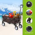thumbnail image 5 of Rolling Collapsible Garden Cart Camping Wagon, with 360 Degree Swivel Wheels & Adjustable Handle, 220lbs Weight Capacity,Brown, 5 of 6