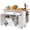 White, variant on Vineego Rolling Kitchen Island with Storage, Mobile Kitchen Cart on Wheels with Drop Leaf Countertop, Drawers, Barn Doors & Side Shelves, White with Natural Wood Top