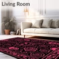 thumbnail image 2 of ODIKA 2'x3' Machine Washable Non-Slip Area Rug, Gothic Skull Cartoon Horror Bath with Dark Floral Nightmare Motifs High Traffic Rug, Black, 728195, 2 of 7