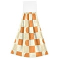 thumbnail image 7 of Yayeee Kitchen Hanging Hand Towels Set of 2 with Loop Bathroom Absorbent Tie Towel, Orange Checkered Pattern, 7 of 7