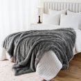 thumbnail image 6 of Battilo Grey Fur Blanket Throw,Large Fluffy Faux Throw Blanket for Couch,Fox Fur Blankets,60"x80", 6 of 9