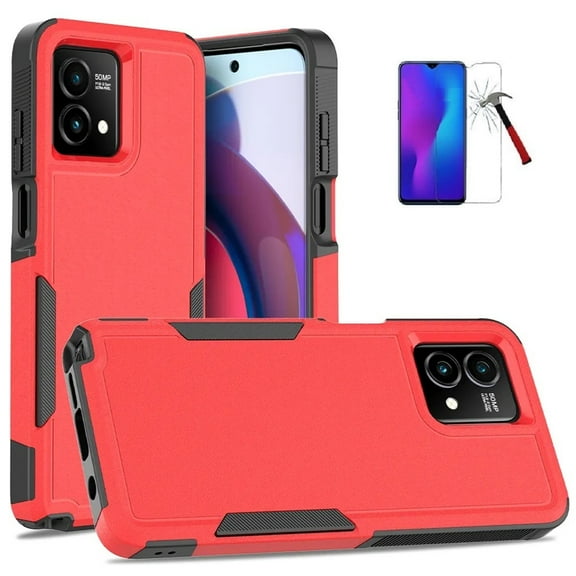 Phone Case for Motorola Moto G  Stylus 5G (2023), TPU Hard Cover Case   Tempered Glass (Red)