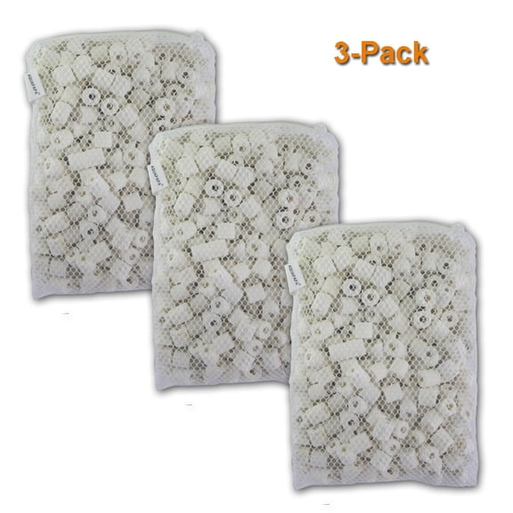 C2 Ceramic Rings Filter Media 1 lb Replacement Bag for Aquarium Fish Tank Water Filtration, 3-Pack