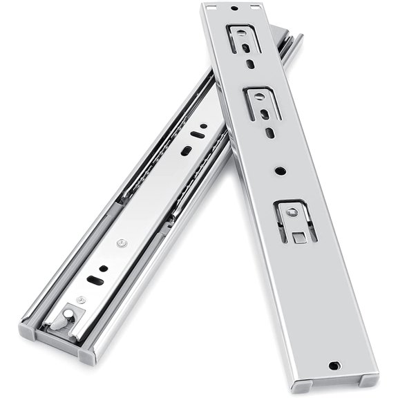 Gobrico Hardware 12-inch 55 lb, 3Folds Hydraulic Soft and Self Close Full Extension Ball Bearing Drawer Slides 12inch Drawer Slides 1Pair - Zinc Plated Steel