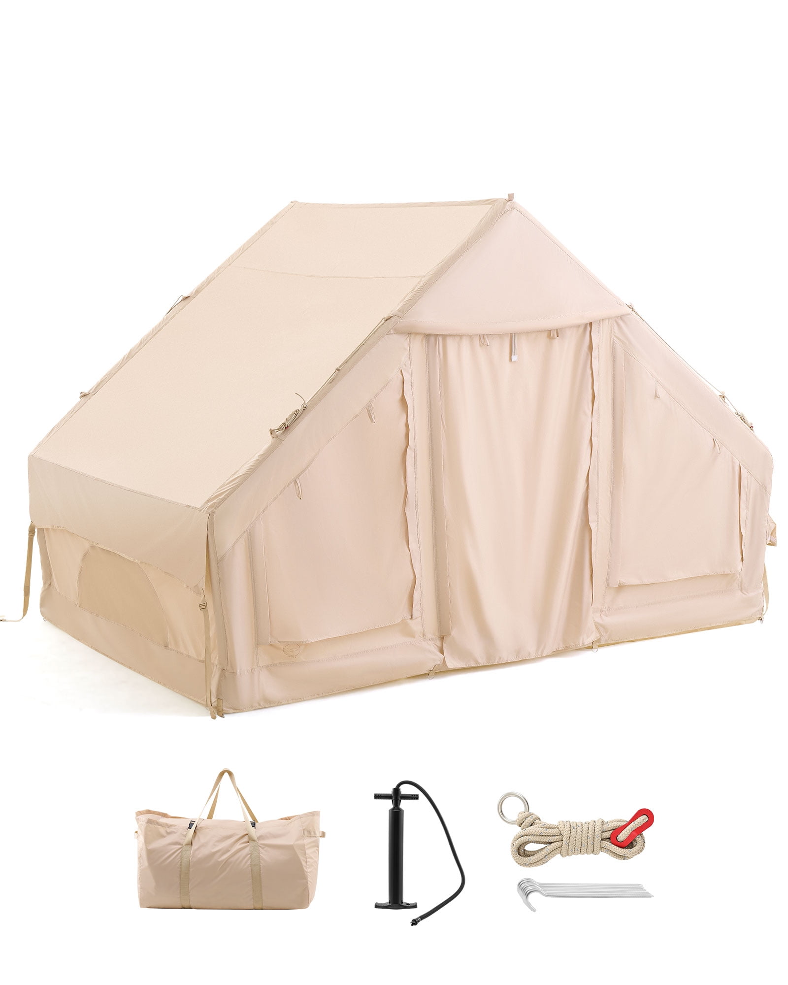 Bestco inflatable Camping Tent 4-6 person, Waterproof with Dual Doors and Windows. Includes Pump for Easy Setup, Suitable for All Seasons