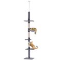 thumbnail image 1 of 5-Tier Grey Cat Climbing Tree & Activity Center - Floor to Ceiling Cat Tower with Scratching Post - 90.5" Adjustable Height for Living Room & Bedroom Play, 1 of 7