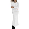 thumbnail image 2 of Women'S Casual 2 Pieces Set Crewneck Sweater and Fishtail Skirt Knit Outfits for Fall Winter Fashion Ivory White L, 2 of 7