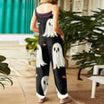 thumbnail image 4 of WTOBBY Women's Retro Casual Jumpsuit featuring Halloween Print, Loose Fit with Suspenders in Cotton and Linen, Perfect for Comfortable Outfits Year-Round,BlackL, 4 of 6