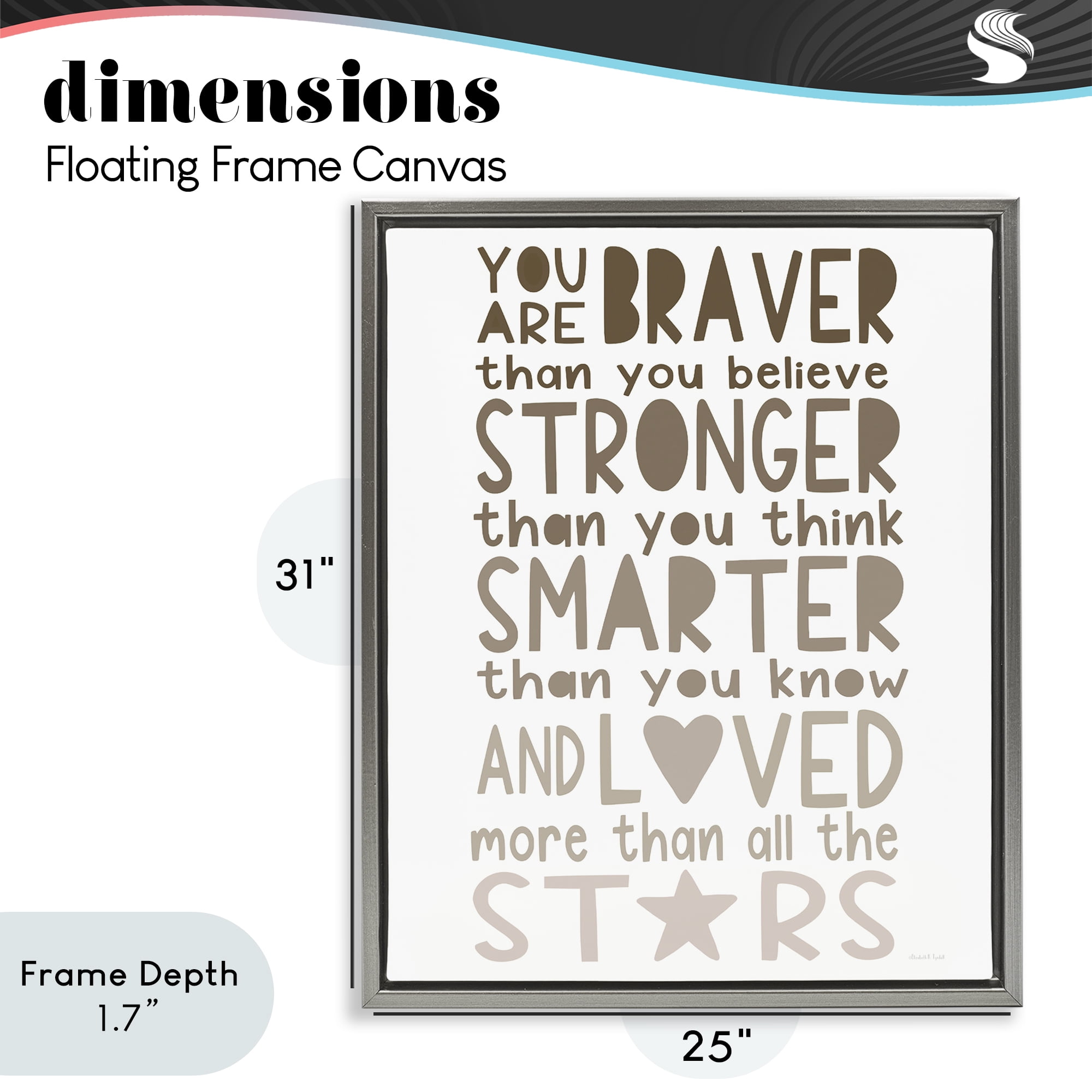 Stupell Industries Loved More Than The Stars Gray Framed Floater Canvas Wall Art, design by Elizabeth Tyndall